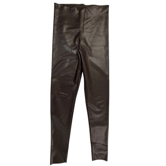 Joie Expresso Brown Faux Vegan Leather Leggings Skinny Fit Size Medium Brown - Picture 1 of 12
